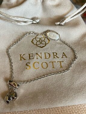 Kendra Scott Silver Necklace with Mother-of-Pearl Oval and Geometric Charms